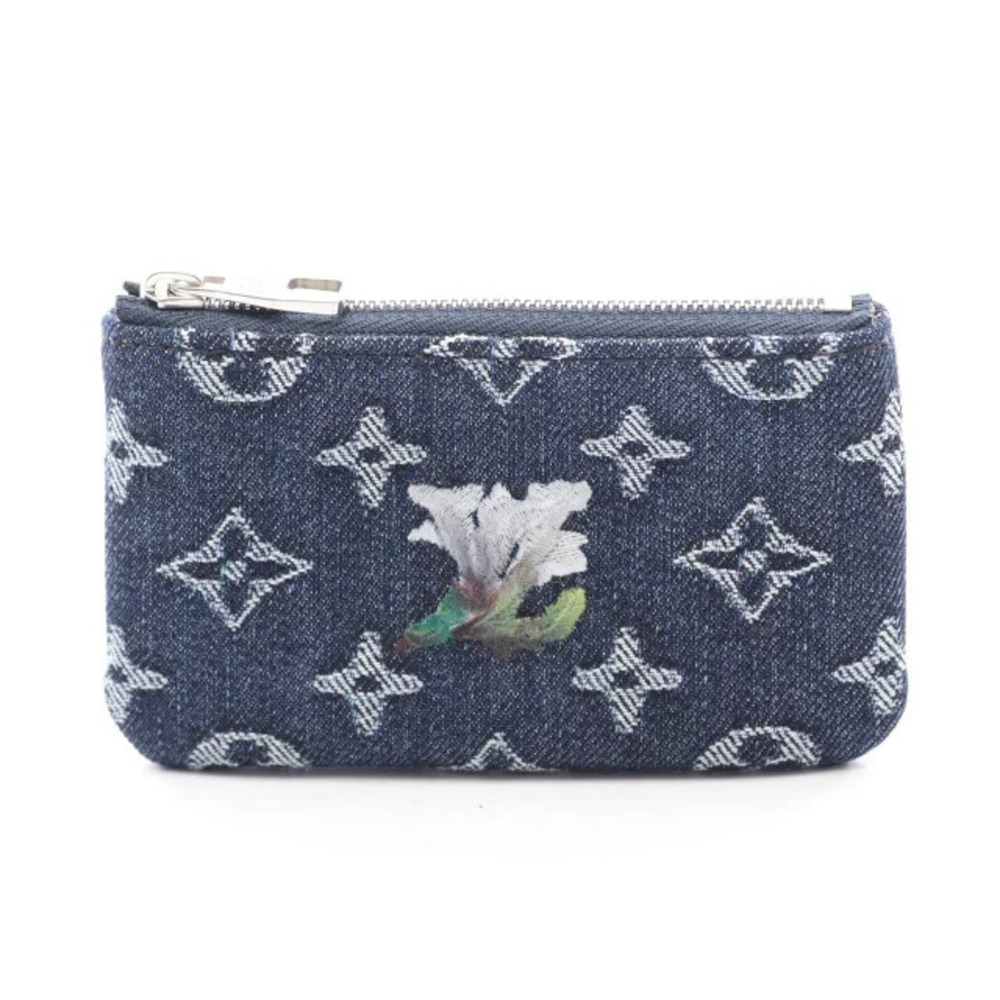 Louis Vuitton Pochette Keyring coin case Wallet Denim Monogram Navy Blue